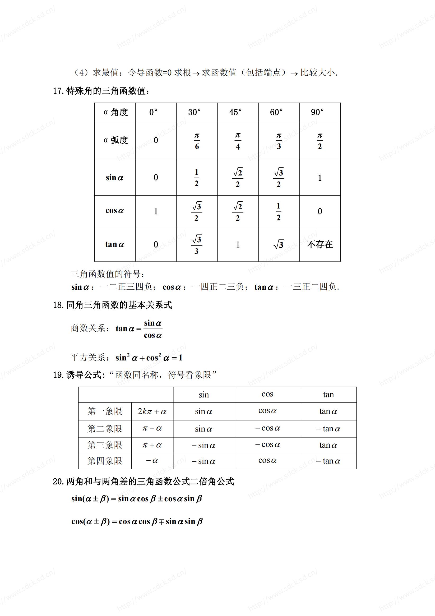 2024年山东成人高考高起点《数学》公式汇总(图6)