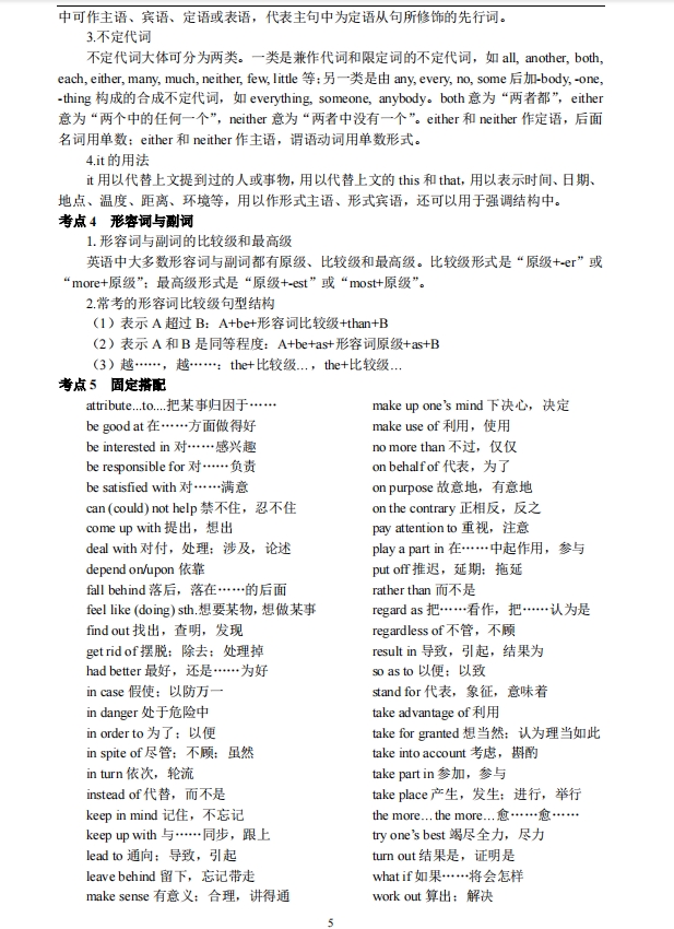 2024年成人高考专升本英语精华考点(图5)