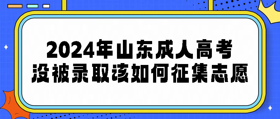 2024年山东成人高考没被录取该如何征集志愿(图1)